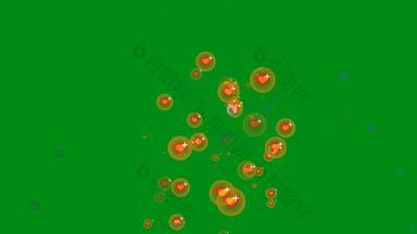 橙色心黄金泡沫浮动绿色屏幕白色明星黑暗红色的心主题情人节一天爱海洋生活爱海洋气候改变环境概念
